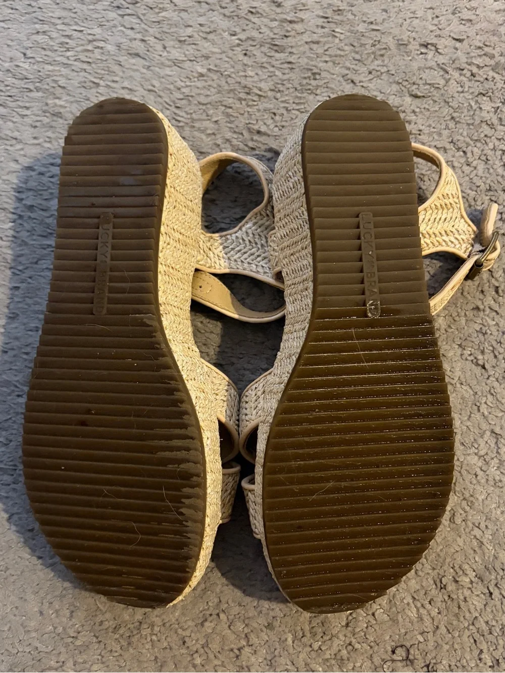 Lucky Brand Women's Beige Woven Platform Sandals